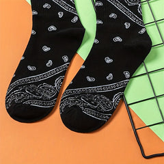 2 Pairs Floral Print Socks Breathable Mid Tube Stockings