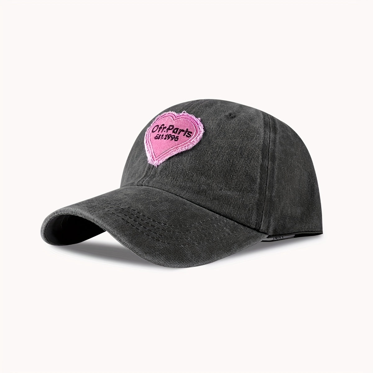 Pink Love Patch Duck Tongue Cap Soft Washed Baseball Cap Sun Hat