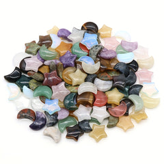 15Pcs Natural Stone Crystal Star Moon Healing Mineral Quartz Reiki Gem