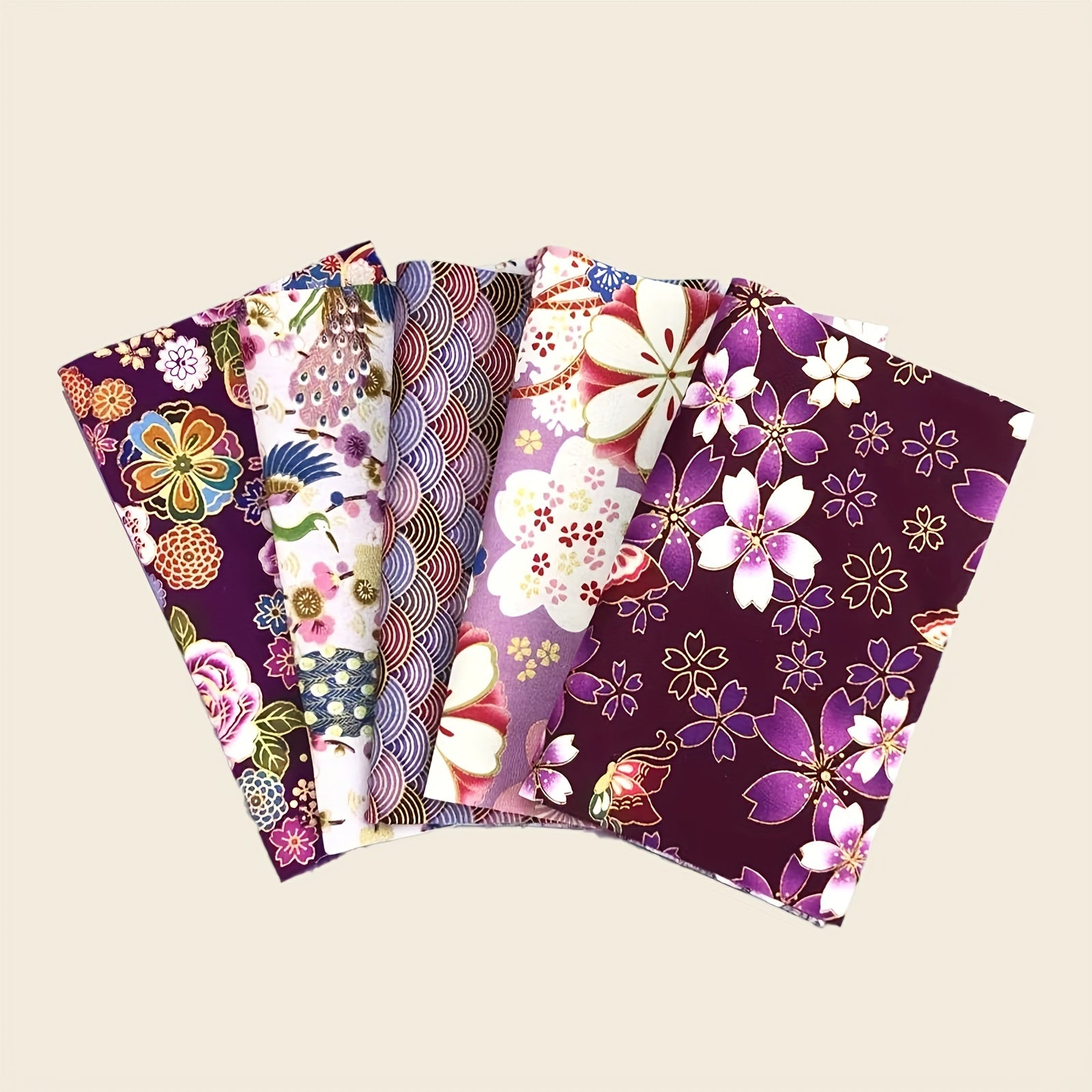 5pcs 19 81 24 Japanese Purple Fabric Quilted Patterns DIY Sewing Patch