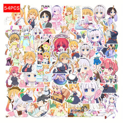54pcs Dragon Servant Anime Stickers in Various Colors Self Adhesive Decorative S