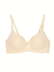 Solid T Shirt Bra Comfy & Breathable Push Up Bra