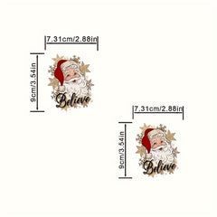 1pc Santa Claus Iron on Letter Transfers For T Shirts DIY Christmas Crafts