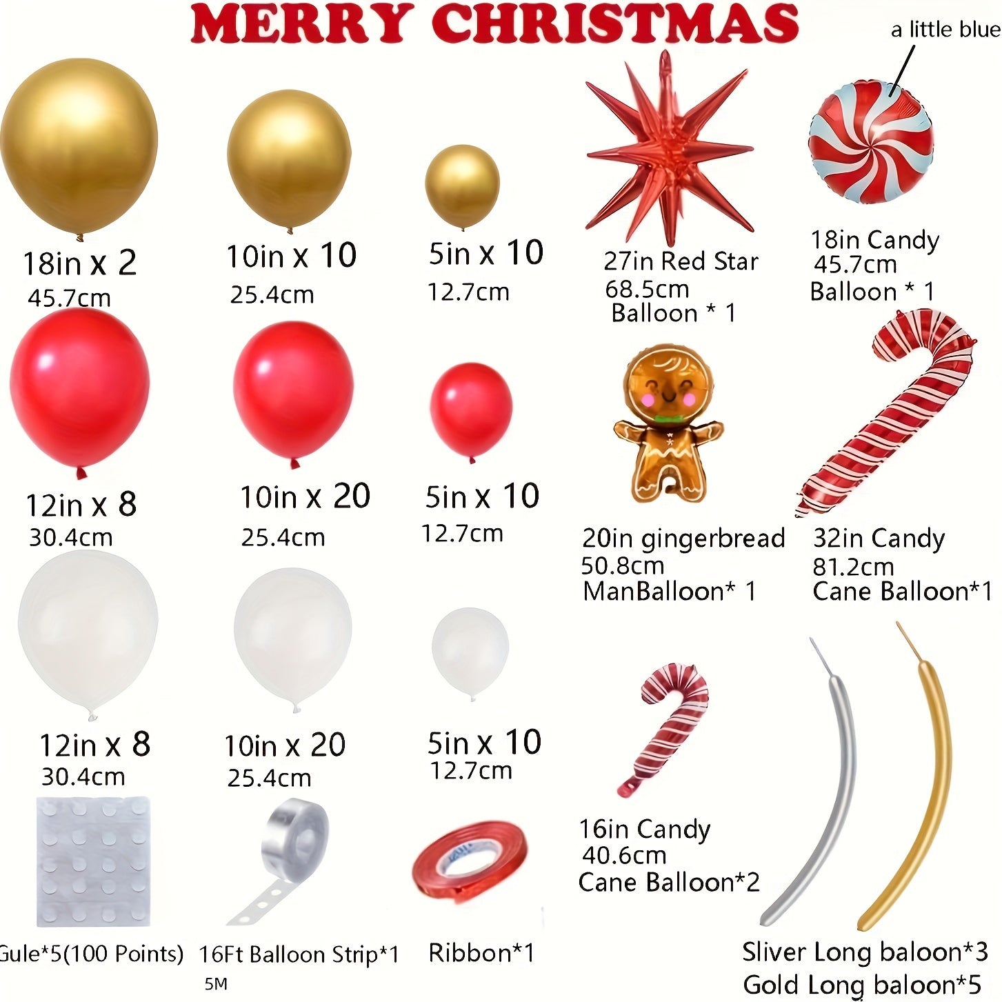 Christmas Balloon Garland Arch Kit Red Golden Candy Cane Balloons