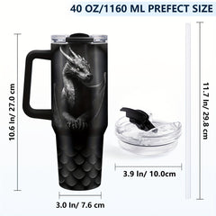 40oz Stainless Steel Dragon Tumbler Insulated Travel Mug with Lid and Handle