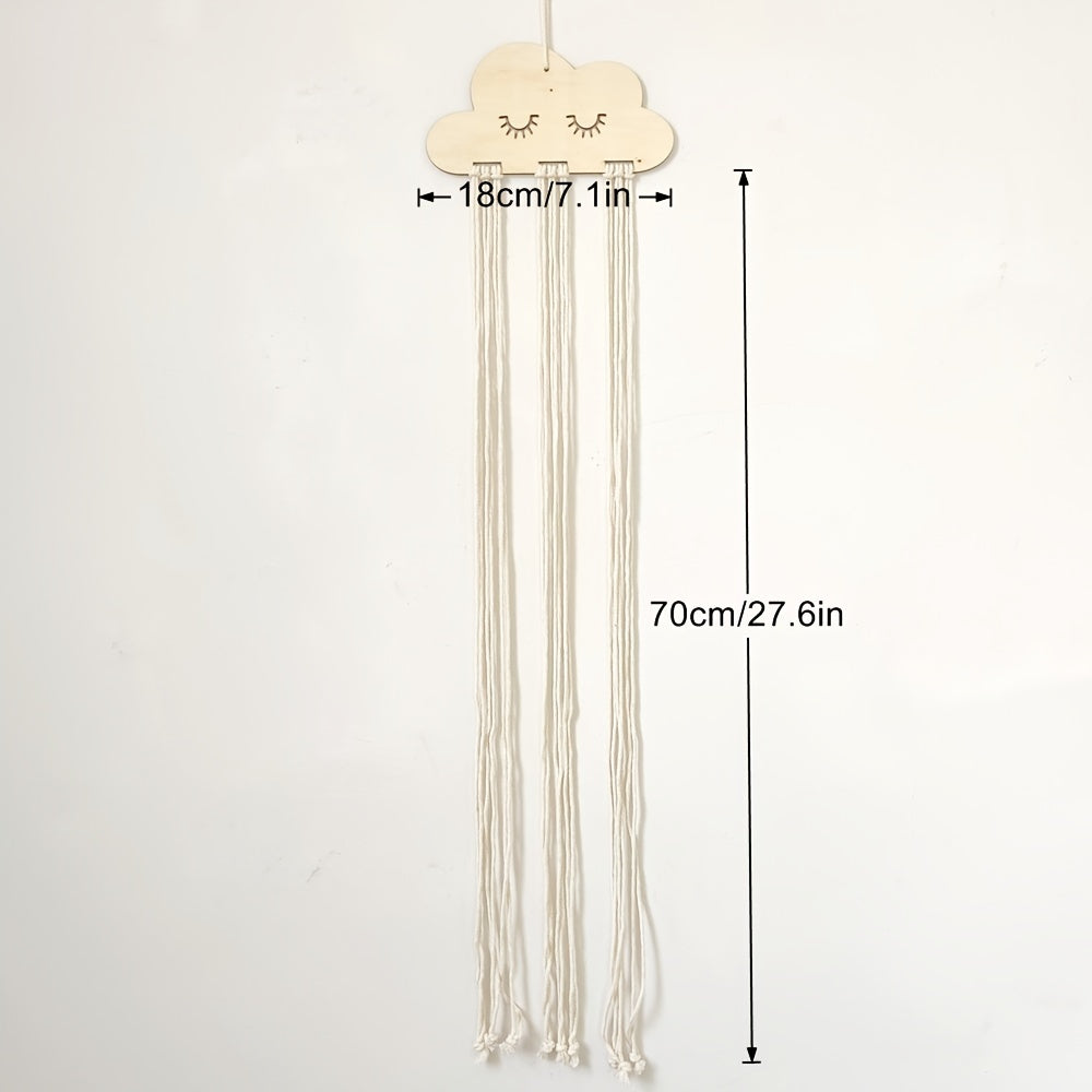 DIY Cloud Wood Chip Hair Clips Storage with 6 Storage Rope