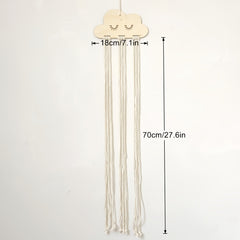 DIY Cloud Wood Chip Hair Clips Storage with 6 Storage Rope