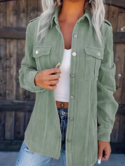  Corduroy Button Up Long Sleeve Shacket