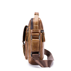 Cowhide Boy Satchel Leather Shoulder Bag Men's Retro Vertical Messenger Bag