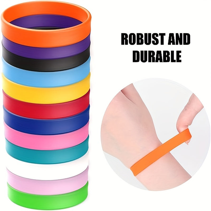12 Pcs Mixed Silicone Wristbands Solid Bracelets