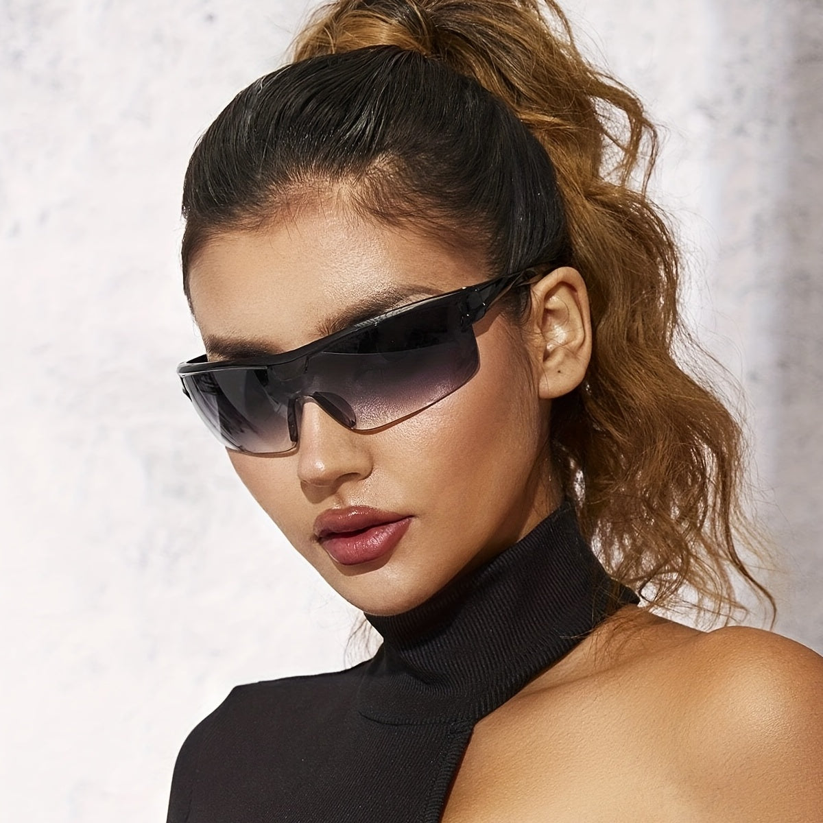 Y2K Wrap Sunglasses Semi Rimless Gradient Lens UV400