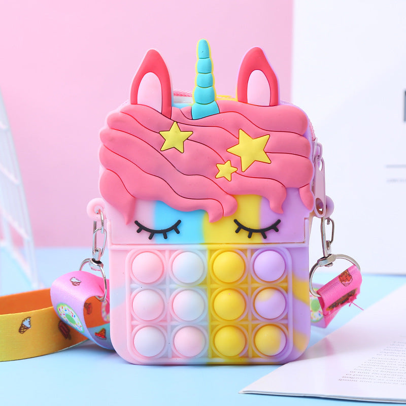 Girls Unicorn Bubble Bag Stress Release Shoulder Mini Handbag