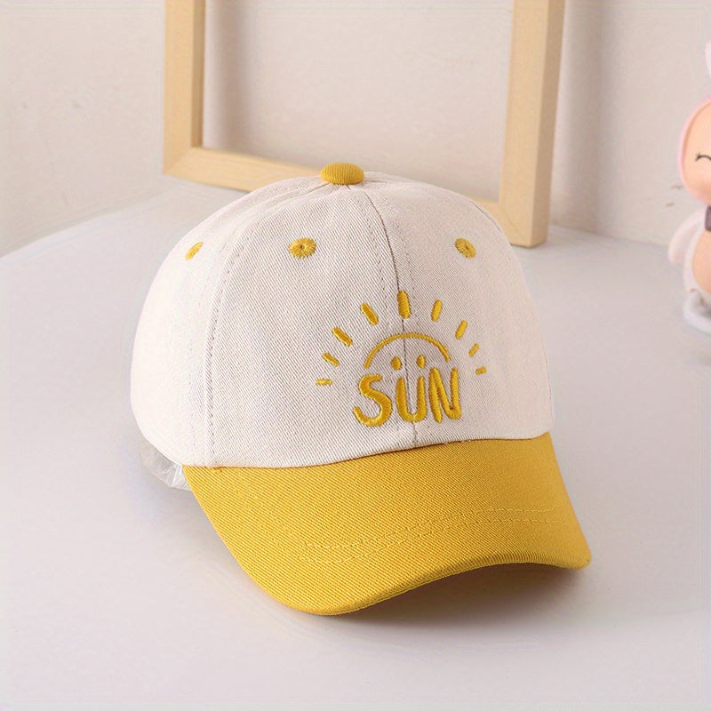 Kids Sunshade Breathable Baseball Cap with Sun Embroidery
