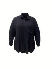  Ribbed Button Up Long Sleeve Blouse