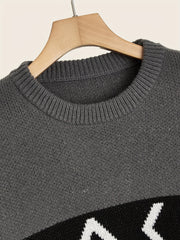 Men's Knitted Block Sweater Warm Winter Pullover