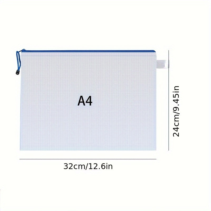 Transparent A4 Grid File Bag with Zipper Closure