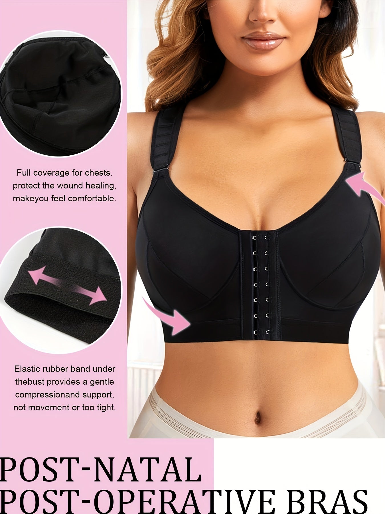 Front Opening Sports Bra Wirefree Stretch Yoga Fitness Bra