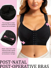 Front Opening Sports Bra Wirefree Stretch Yoga Fitness Bra