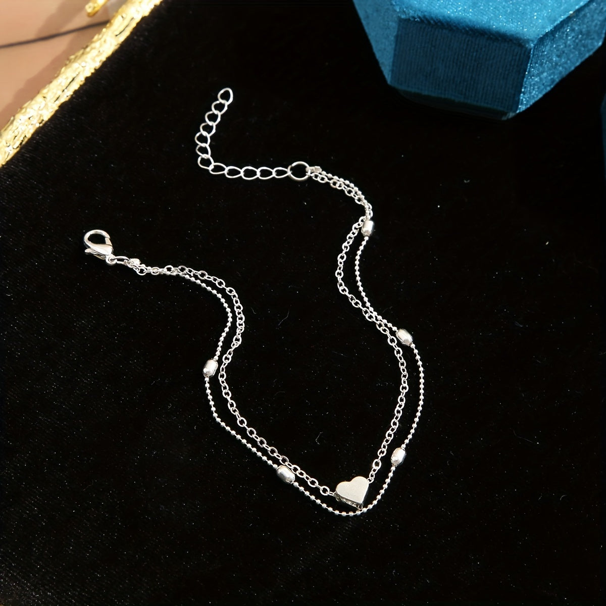 Double Layer Anklet Heart Charm for Men Unisex