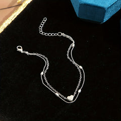 Double Layer Anklet Heart Charm for Men Unisex
