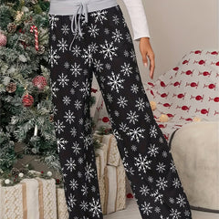  Christmas Casual Pants Women's Plus Snowflake Print