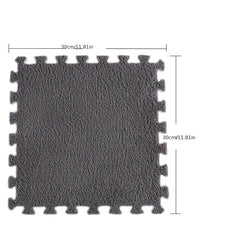 12pcs Plush Foam Floor Mat Interlocking Carpet Area Rug Anti Slip