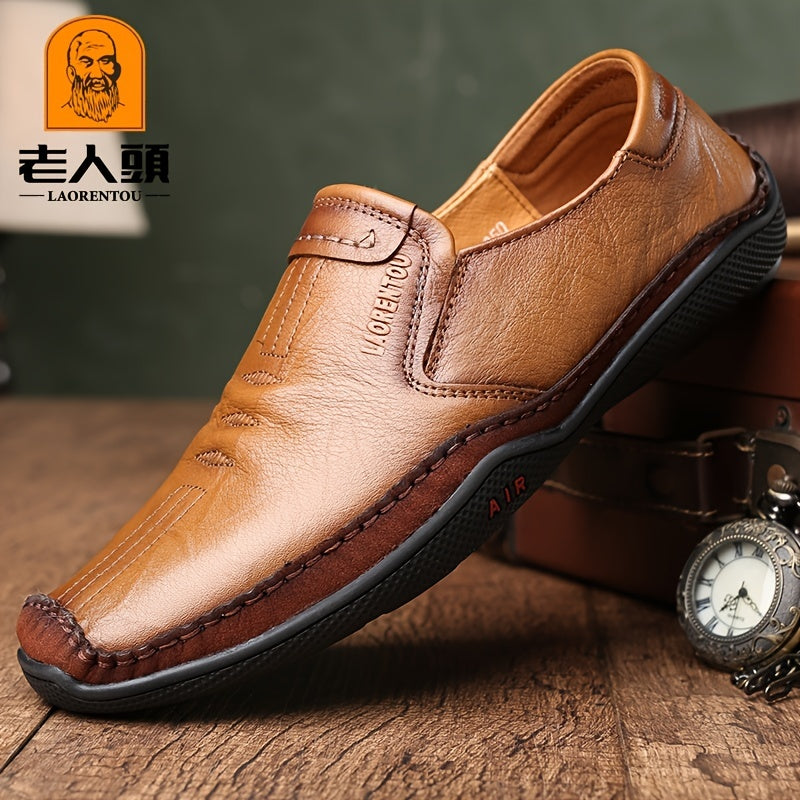 LAORENTOU Men Leather Loafer Shoes Slip On Lightweight Durable Non Slip Driving