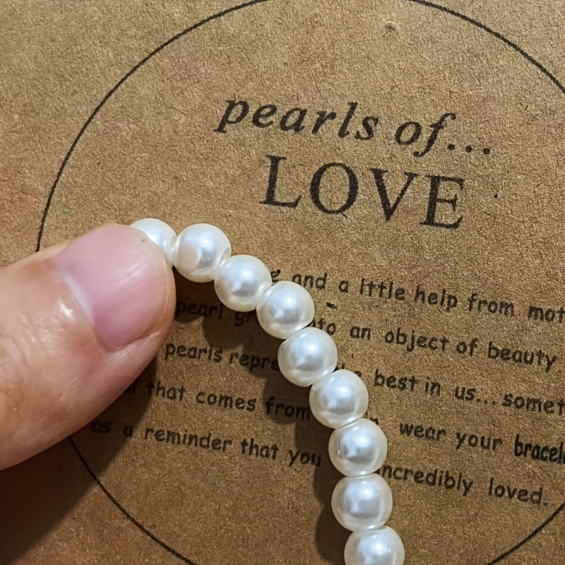 Adjustable Glass Bead Bracelet for Men 6mm Pearl Beads