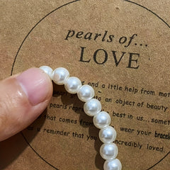 Adjustable Glass Bead Bracelet for Men 6mm Pearl Beads