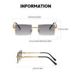 Metal Rimless Sunglasses Serpentine Small Square Sun Glasses Outdoor Eyewear