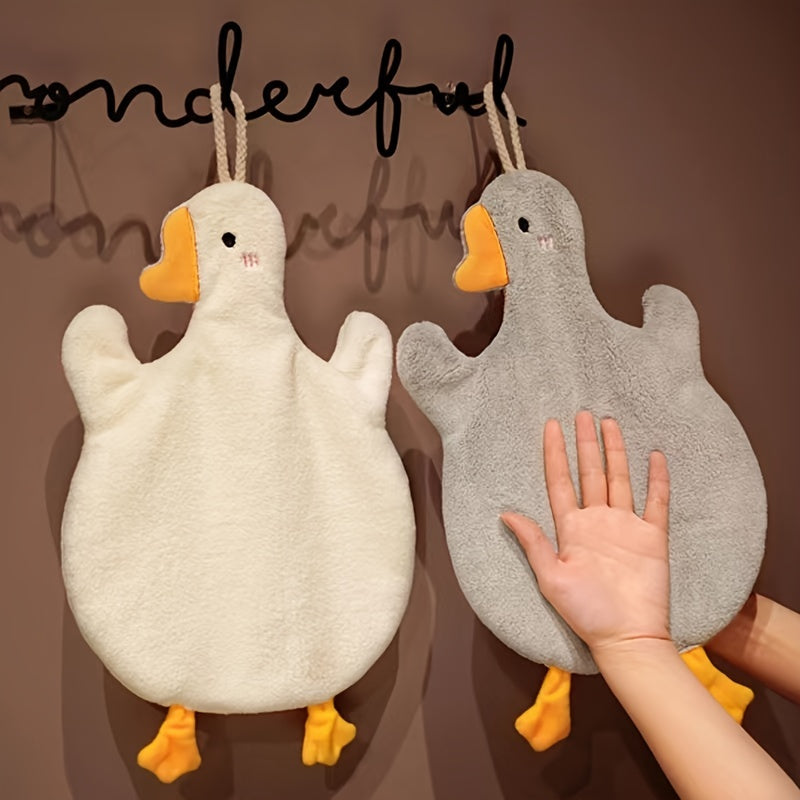 Cartoon Duck Pattern Hanging Towel Quick Drying Soft Absorbent Cotton Towel