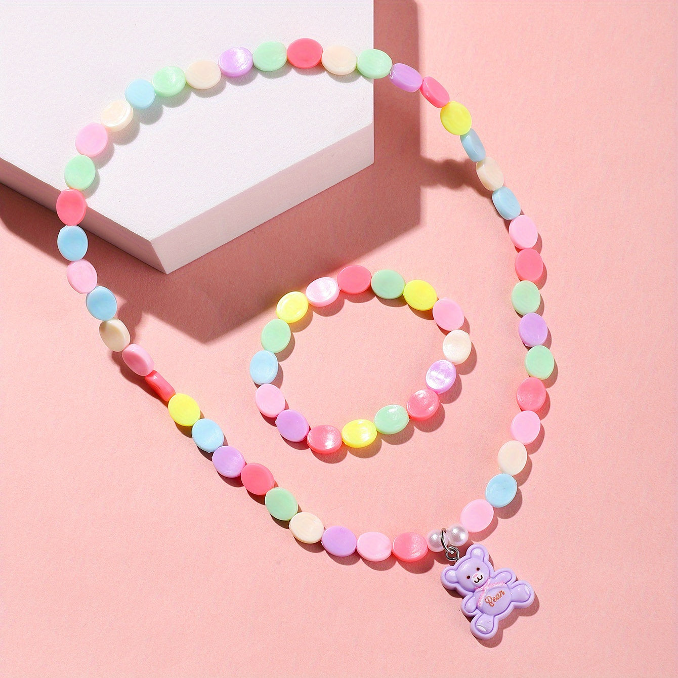 Colorful Acrylic Flower Necklace and Bracelet Jewelry Set