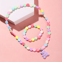 Colorful Acrylic Flower Necklace and Bracelet Jewelry Set