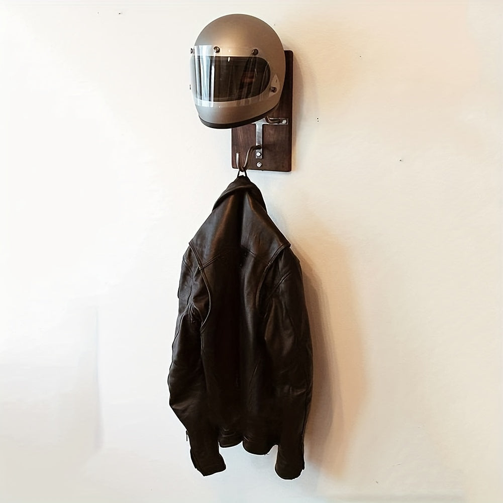 Wooden Helmet Hook Motorcycle Hat Storage Rack Coat Hook