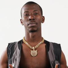 Cat Head Pendant Cuban Chain Necklace