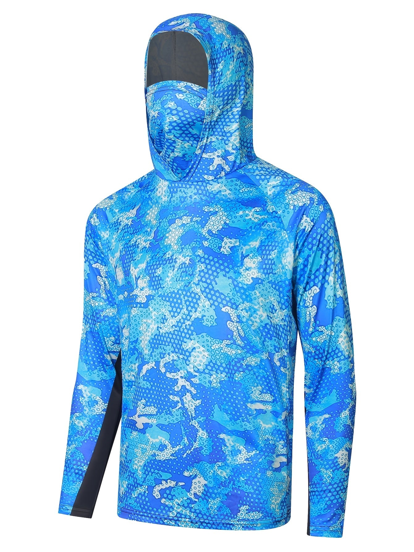 Men's UPF 50 Sun Protection Hooded Shirt Active Dot Print Quick Dry