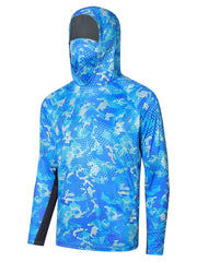 Men's UPF 50 Sun Protection Hooded Shirt Active Dot Print Quick Dry