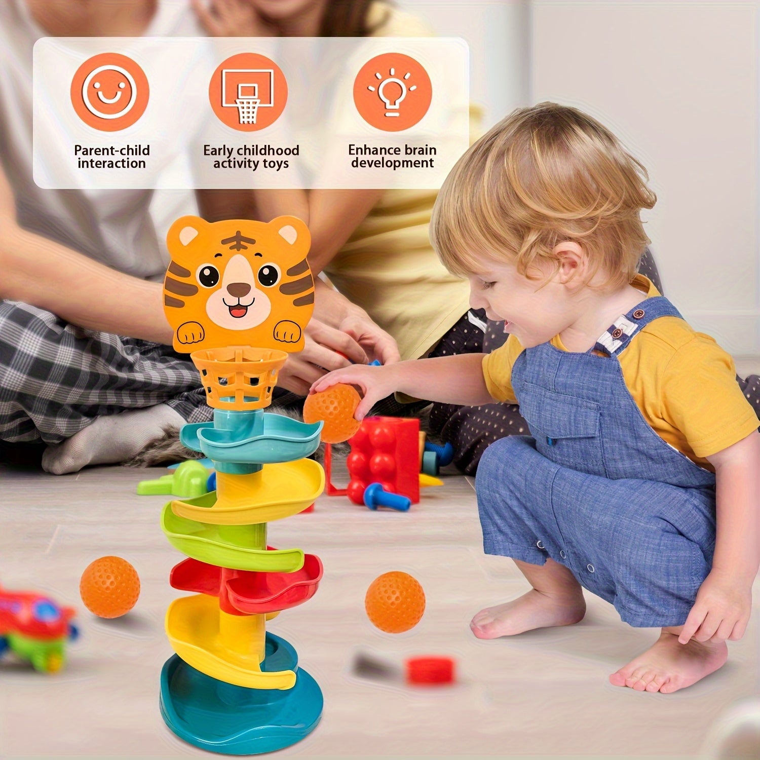 Kids Ball Tower Educational Toy with Rolling Balls and Drop Mechanism