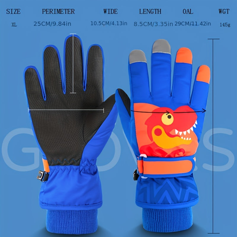 Winter Skiing Gloves For Boys And Girls Windproof Warm Keeping Thick Gloves