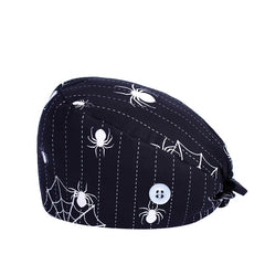 Cartoon Pattern Nurse Hat with Button Adjustable Scrub Cap