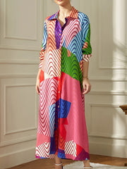  Casual Dress Women's Plus Colorblock Chevron Maxi Dress