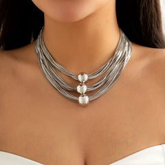 Exaggerated Layer Chain Necklace Stackable Punk Style Neck Jewelry