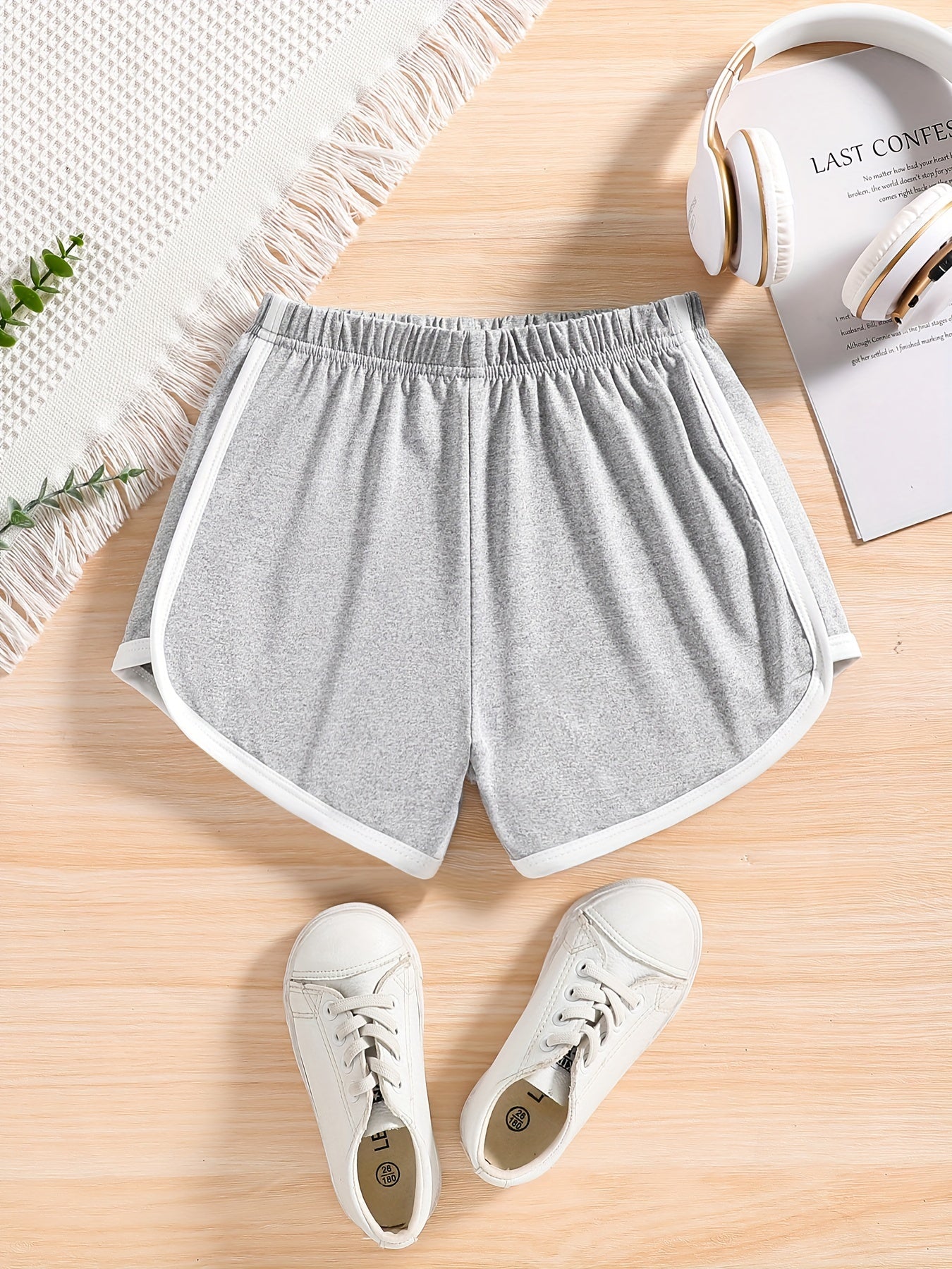 Girls' Basic Shorts Contrast Binding Comfortable And Breathable