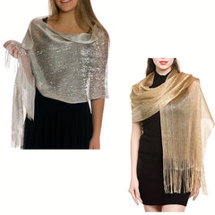 Women's Party Shawls with Golden and Silver Thread - Warm Scarf