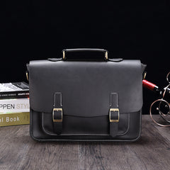 Business PU Leather Briefcase Men's Shoulder Messenger Bag Horizontal Retro