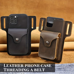 Men's Leather Belt Bag Dark Brown Vintage Retro Waist Bag