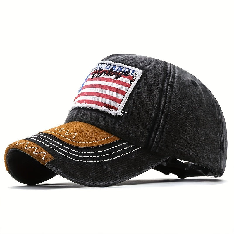 Washed American Flag Baseball Hat Vintage Sun Hat