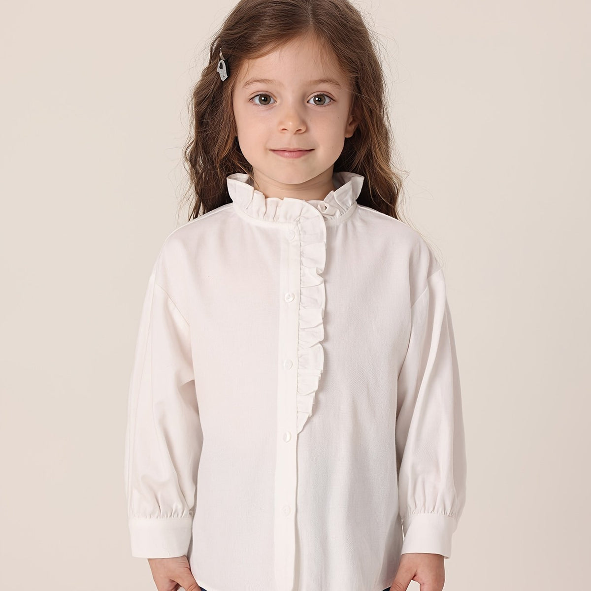 MARC&JANIE Girls Stand Collar Shirt Long Sleeve Kids Blouse