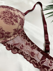 Floral Print Push Up Bras Comfy & Breathable Bow Tie Bra