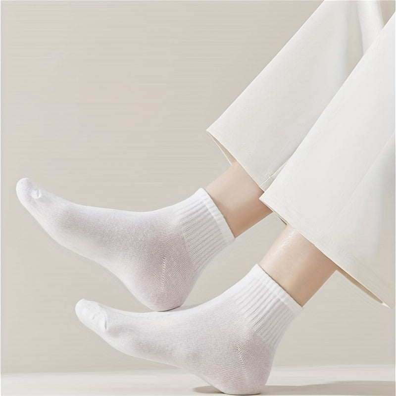 10 Pairs Solid Socks Comfy & Breathable All match Socks Women